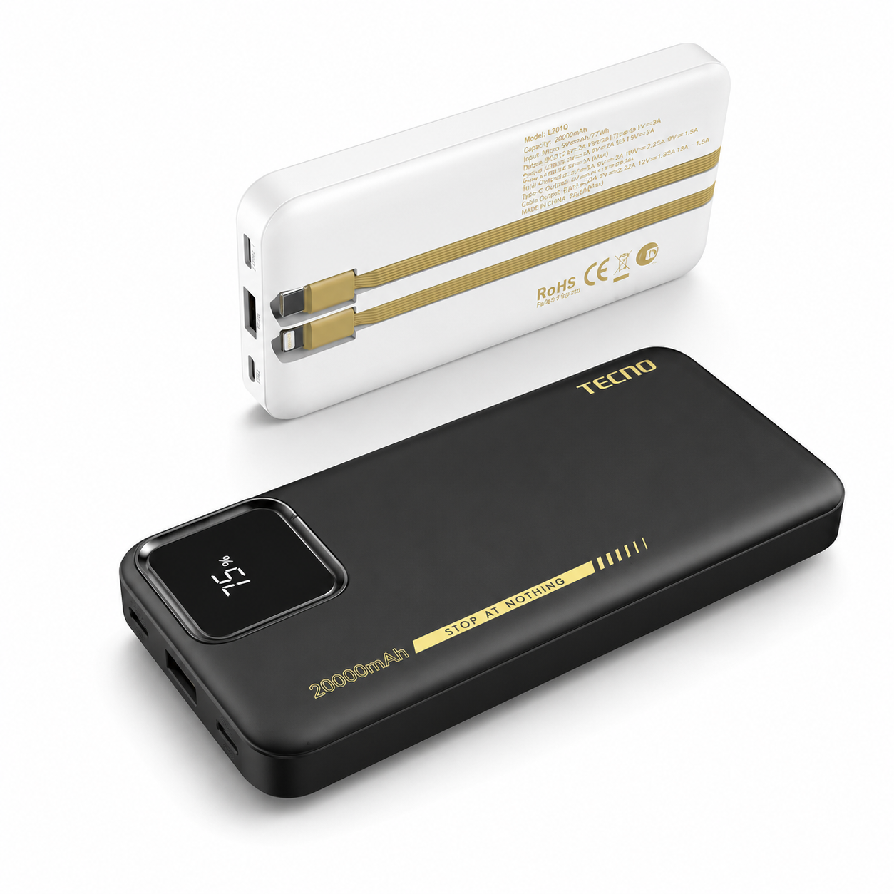 TECNO Omni-TANK TPB-P204Q 20000mAh – Power Bank Charge Rapide 22.5W avec Écran LED | Livraison Gabon | Kadmarket